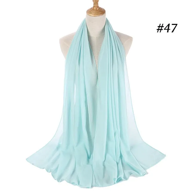 Plain bubble chiffon scarf hijab wrap solid color shawls and scarves