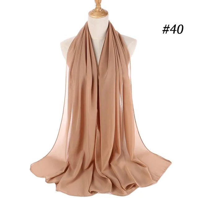 Plain bubble chiffon scarf hijab wrap solid color shawls and scarves