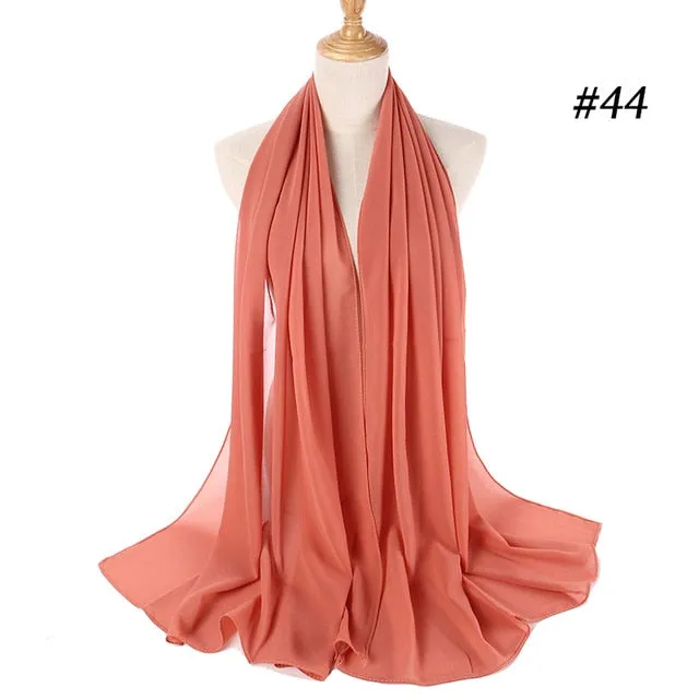 Plain bubble chiffon scarf hijab wrap solid color shawls and scarves