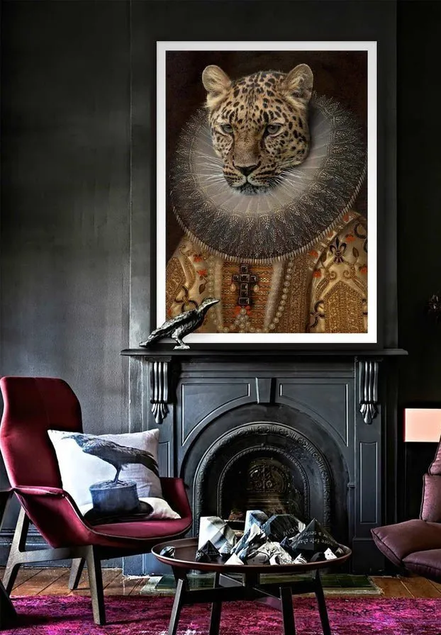 Queen Leopard Portrait Altered Art Print