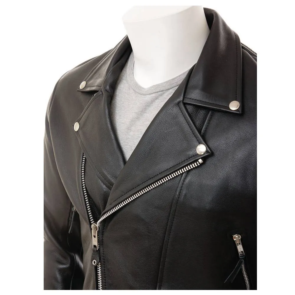 Real Leather Moto Slim Fit Biker Jacket for Mens