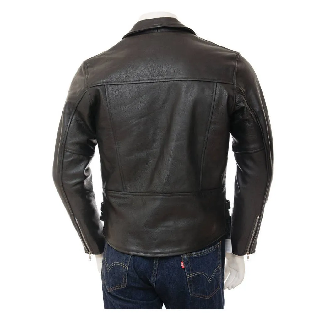 Real Leather Moto Slim Fit Biker Jacket for Mens