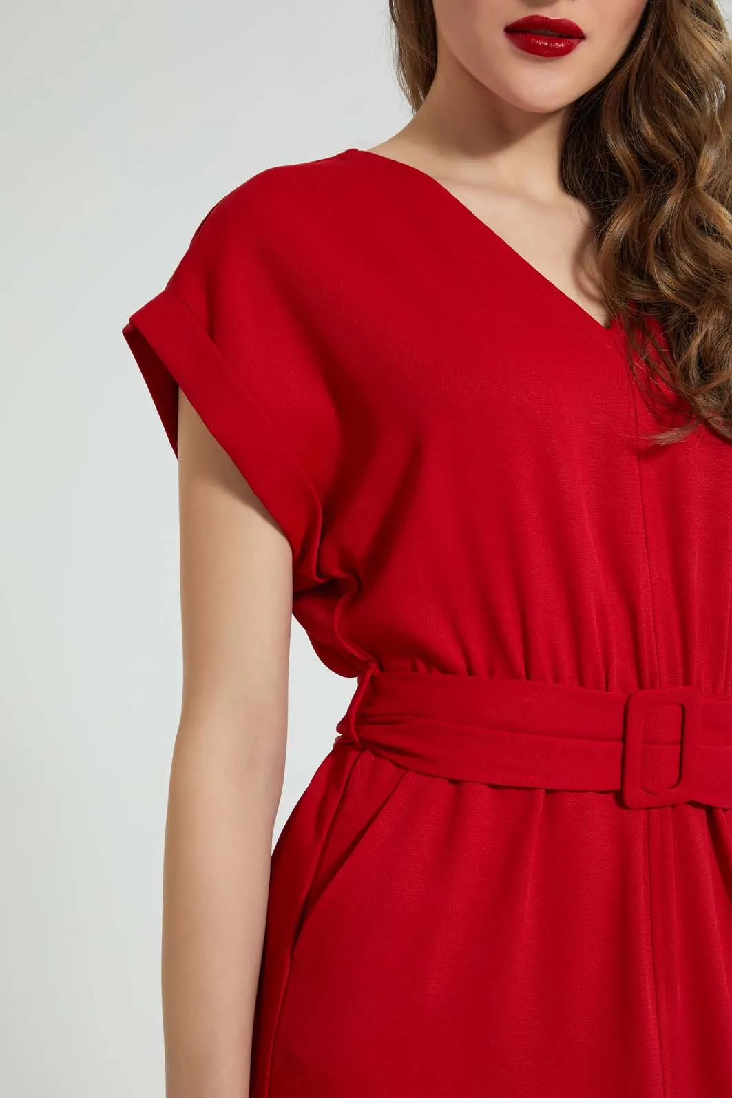 Red Belted Dress