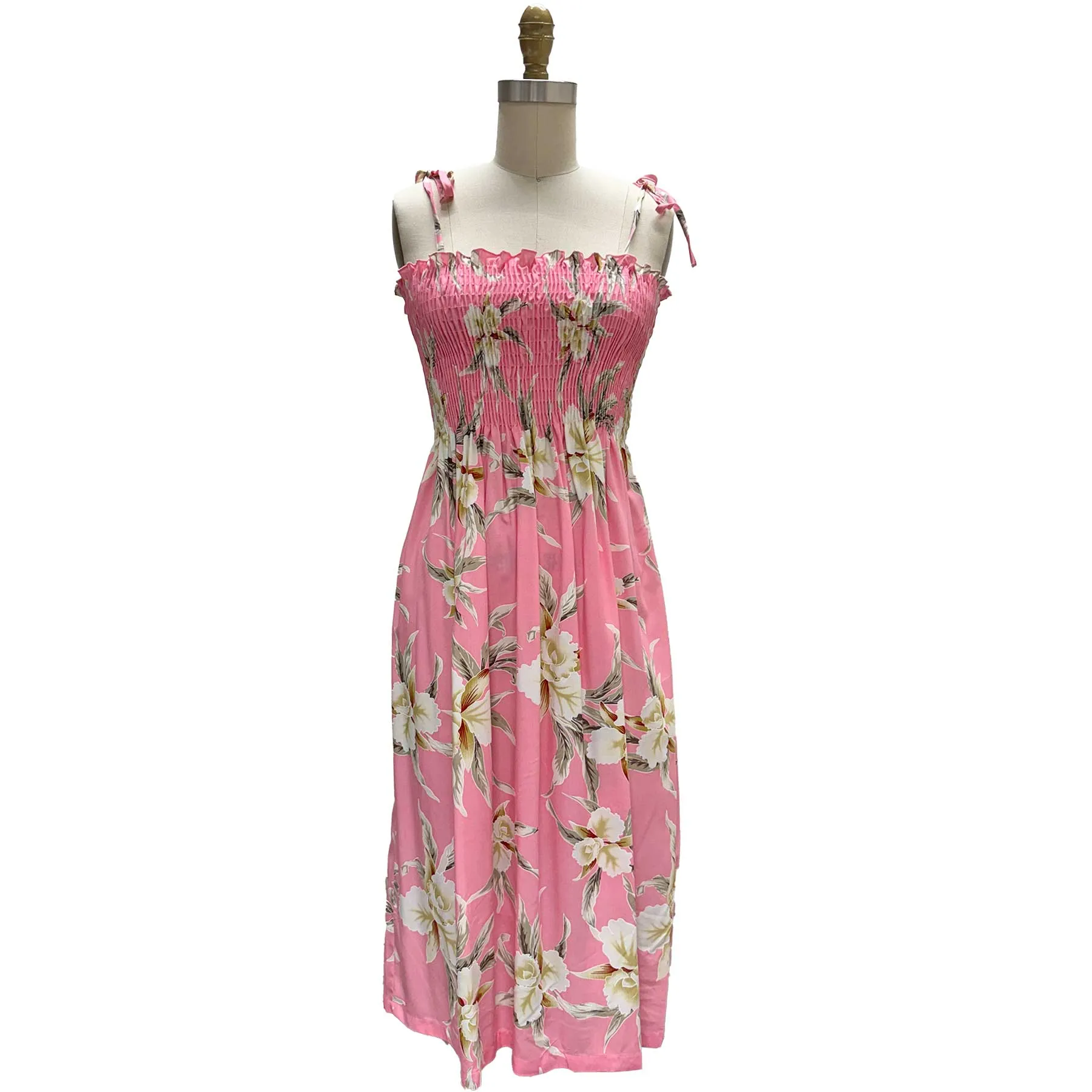 Retro Orchid Spaghetti Tube Top Dress