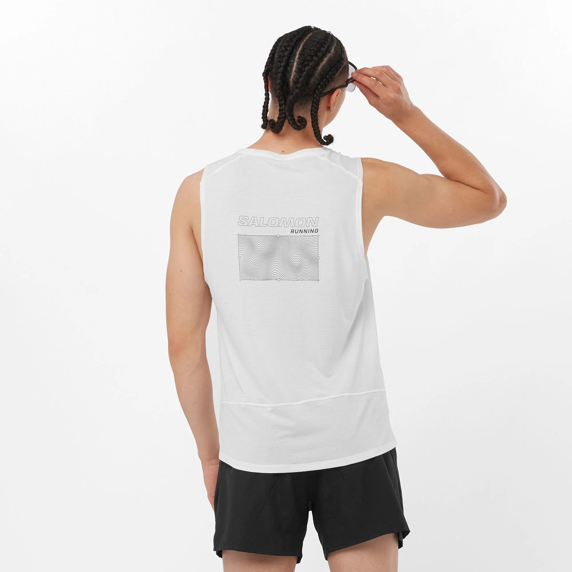 Salomon | Men's Cross Run GFX Tank - White