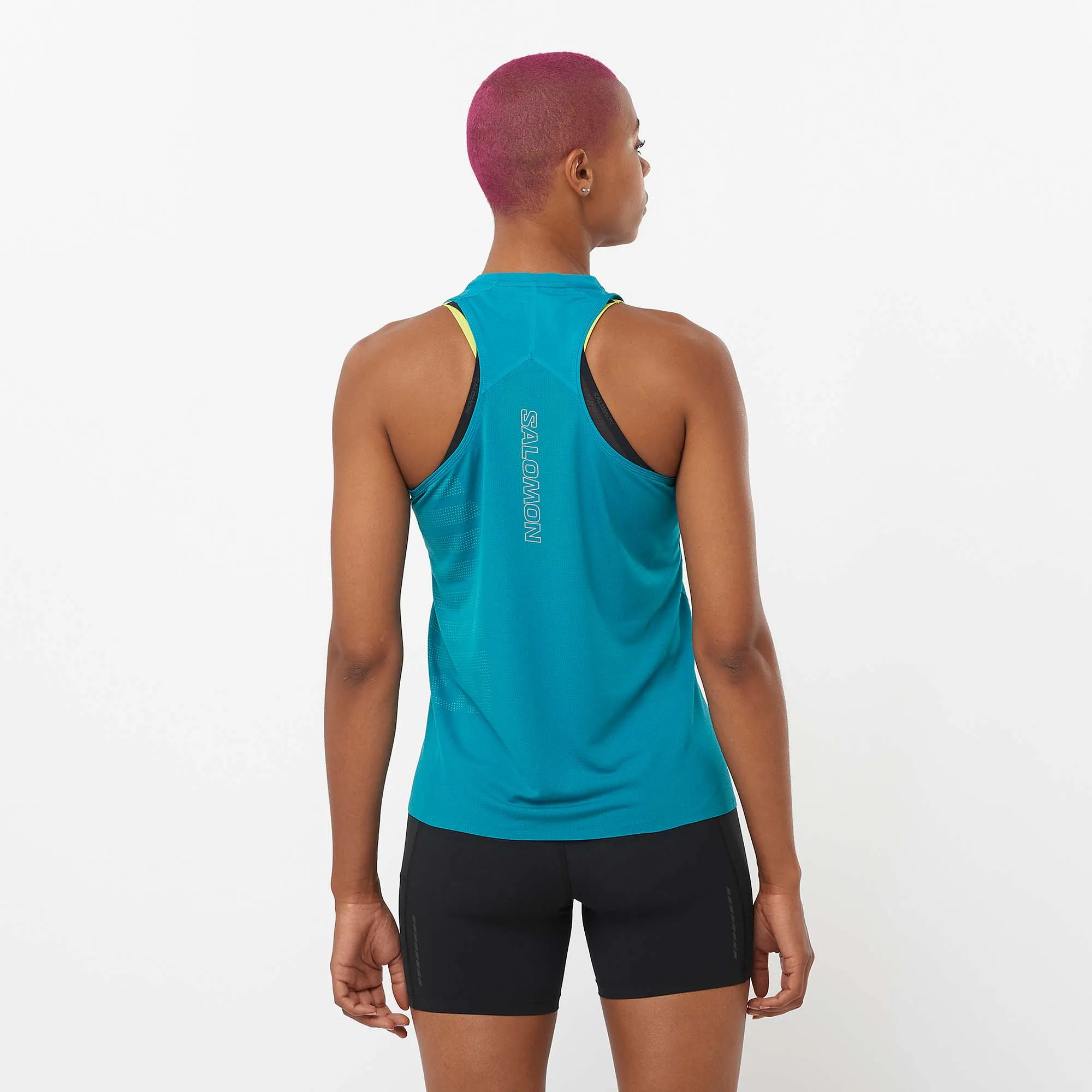 Salomon | Women's Sense Aero GFX Singlet - Tahitian Tide/Peacock Blue