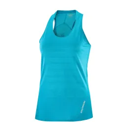 Salomon | Women's Sense Aero GFX Singlet - Tahitian Tide/Peacock Blue