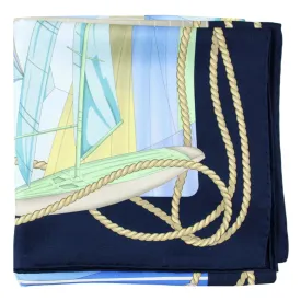 Salvatore Ferragamo Scarf Sailing Navy Blue - Twill Silk Foulard - 2024 Collection SALE