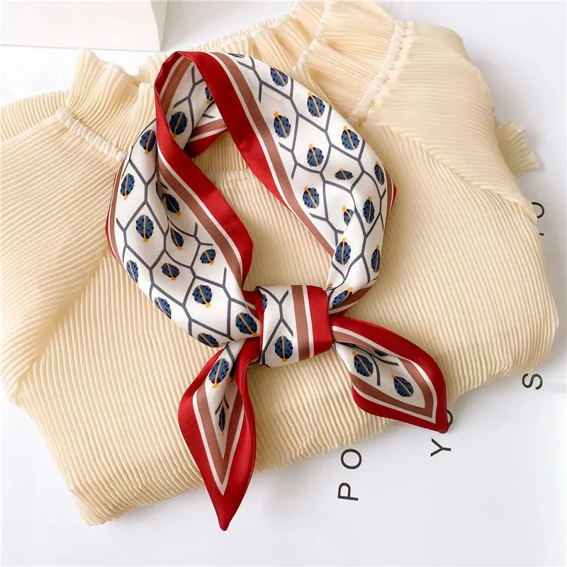 Silk Scarf Printed Tie Hair Ribbons