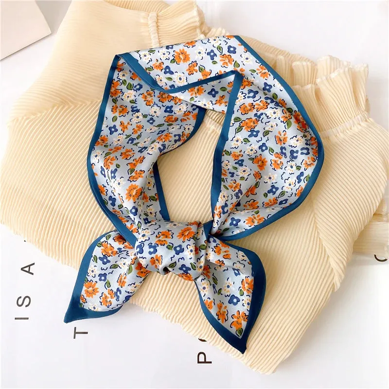 Silk Scarf Printed Tie Hair Ribbons