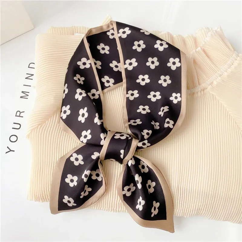 Silk Scarf Printed Tie Hair Ribbons