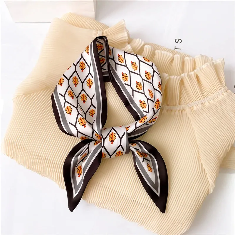 Silk Scarf Printed Tie Hair Ribbons