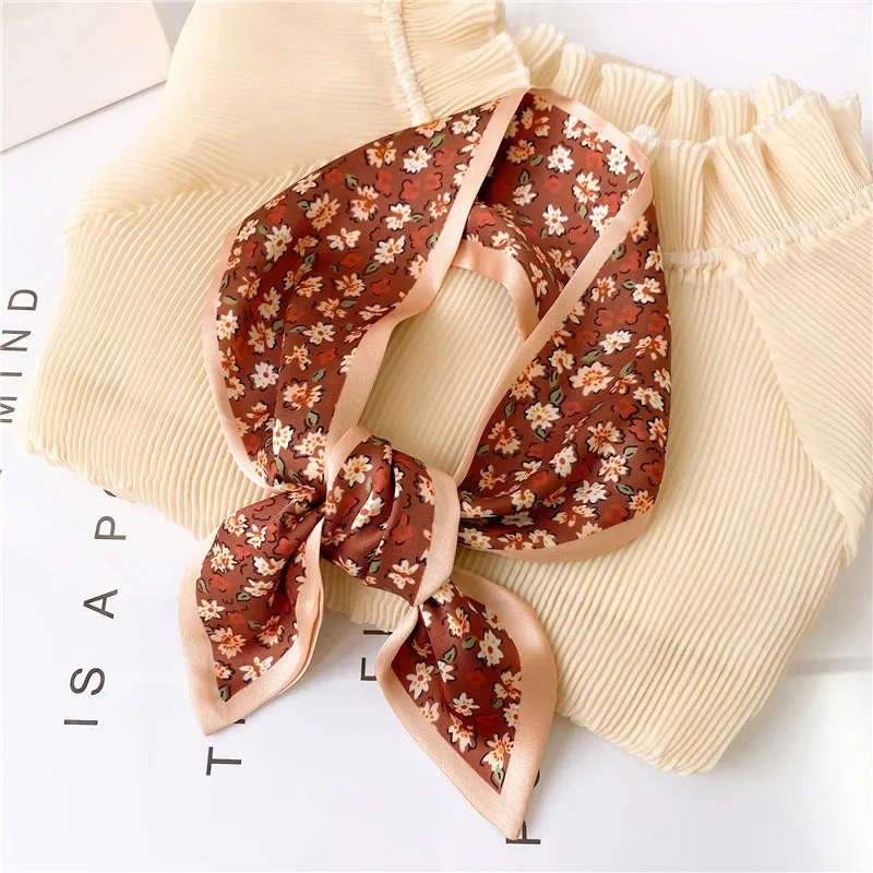 Silk Scarf Printed Tie Hair Ribbons