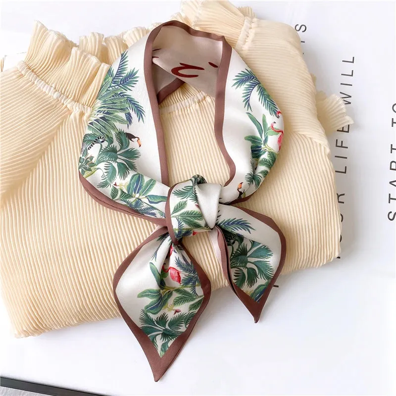 Silk Scarf Printed Tie Hair Ribbons