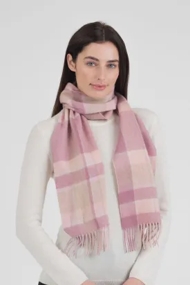 Square Check Lambswool Scarf - Light Pink