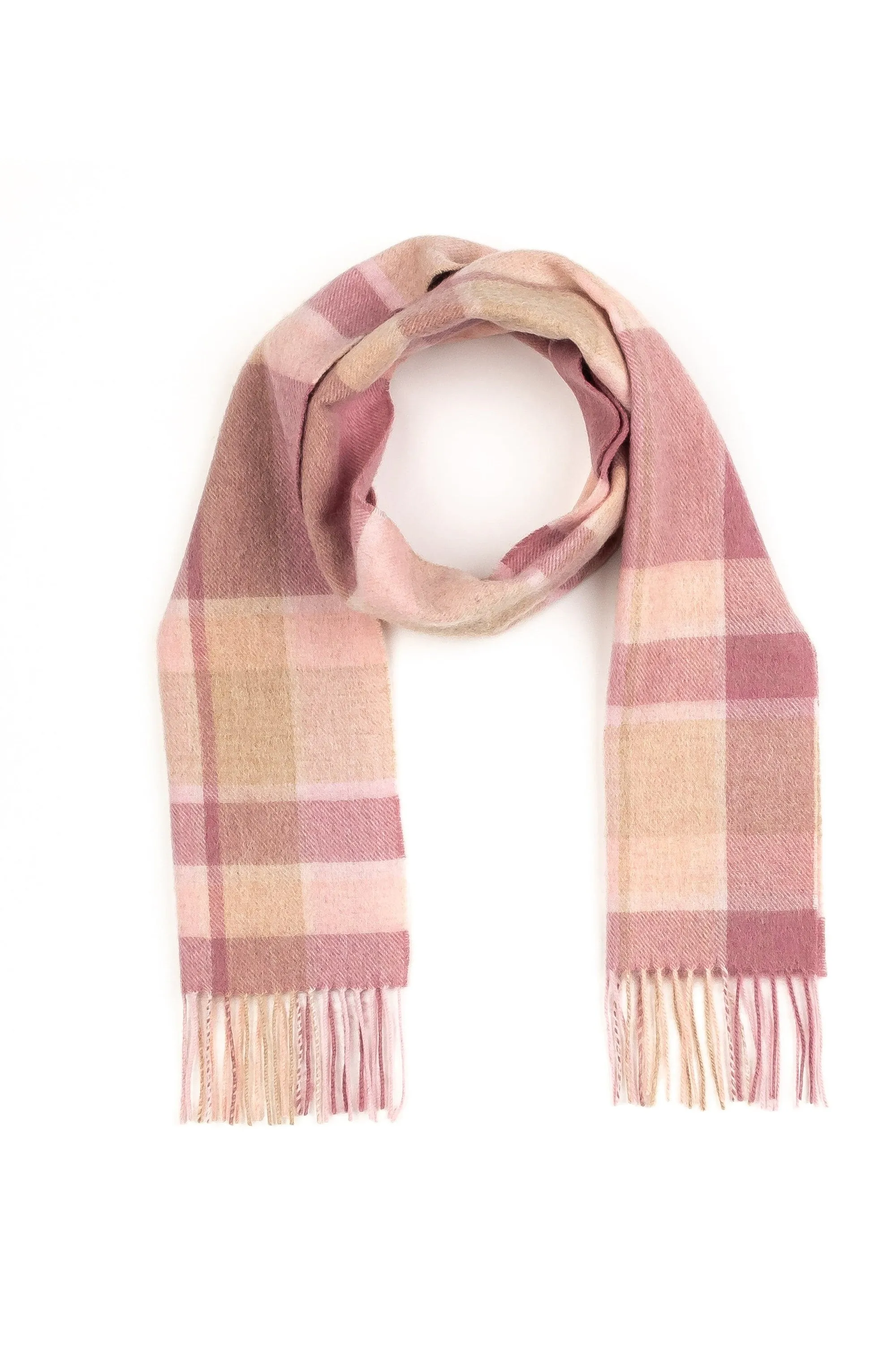 Square Check Lambswool Scarf - Light Pink