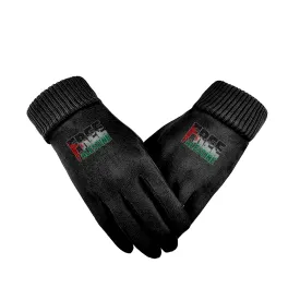 Support Sticker Unisex Suede Fabric Black Gloves