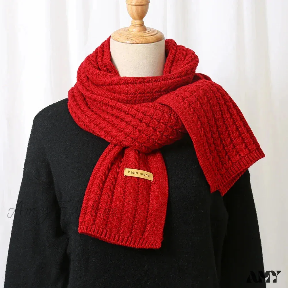 Thick Knitted Cashmere Lady Korean Style Winter Scarf