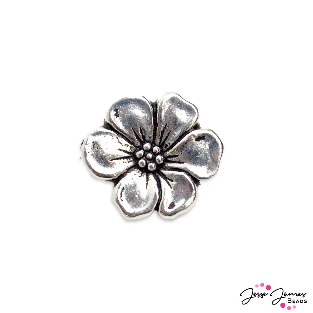 TierraCast Apple Blossom Button in Silver