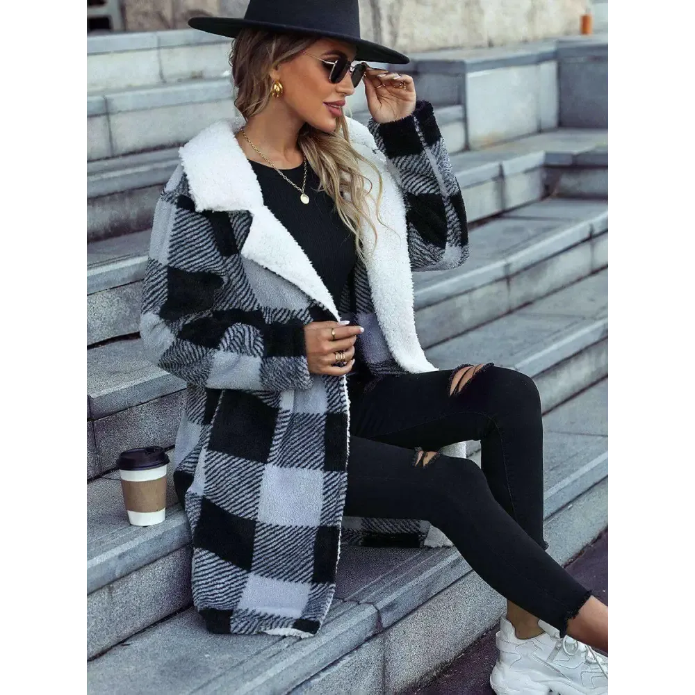 Timeless Plaid Open Front Coat Elevating Luxury Fashion for Women