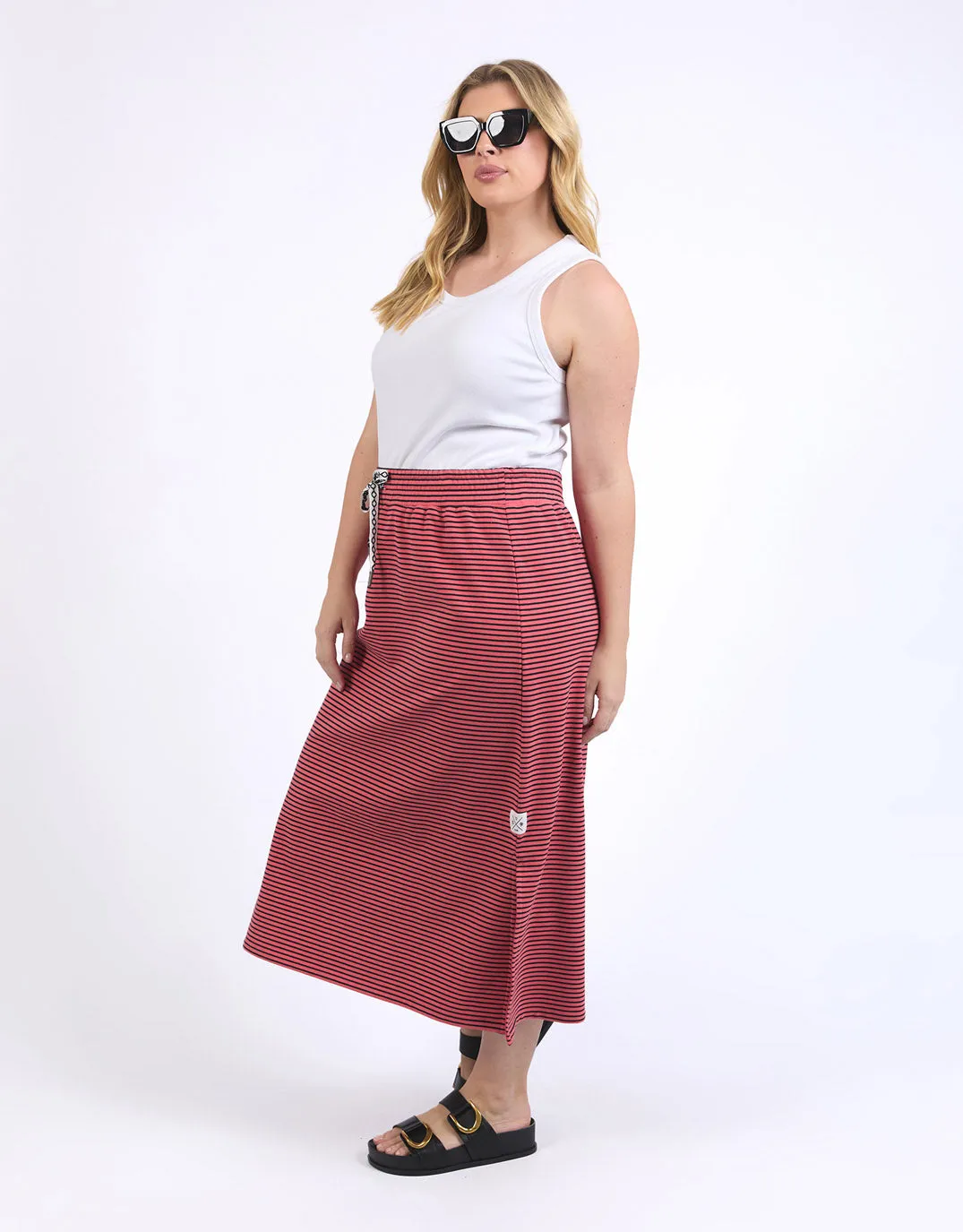 Travel Skirt - Watermelon Crush/Navy Stripe