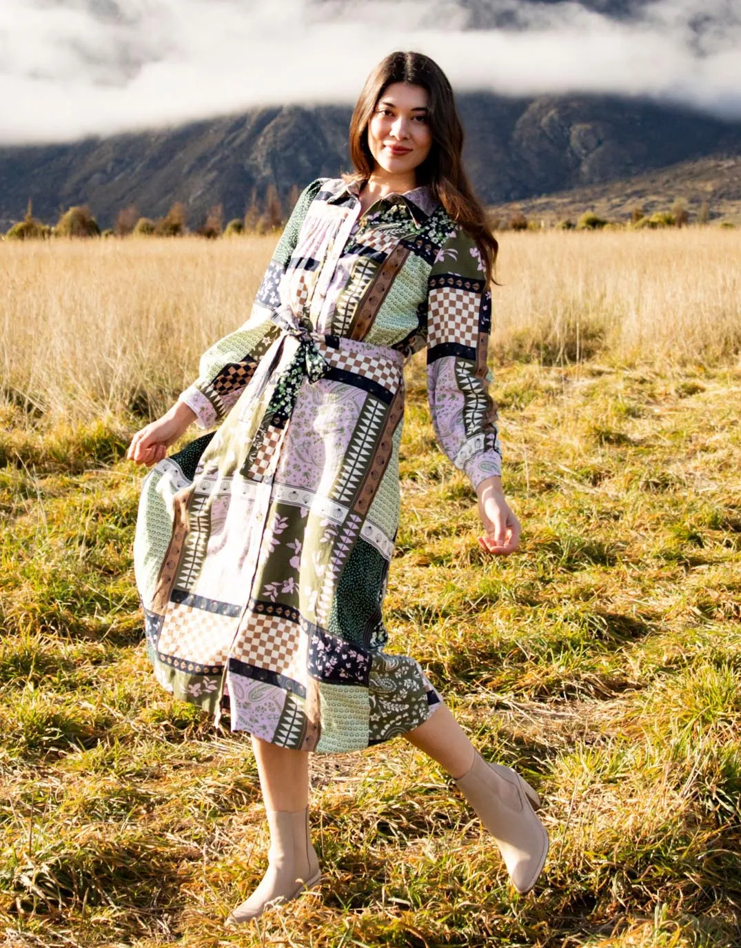 Vetiver Patchwork Dress - Patchwork Print