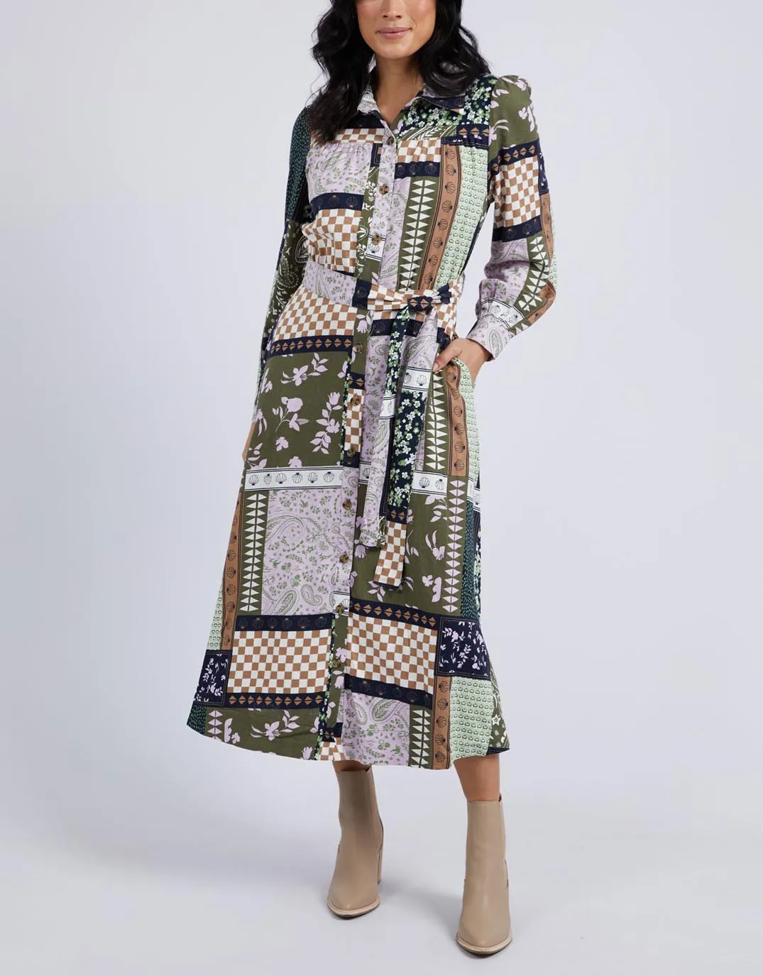 Vetiver Patchwork Dress - Patchwork Print