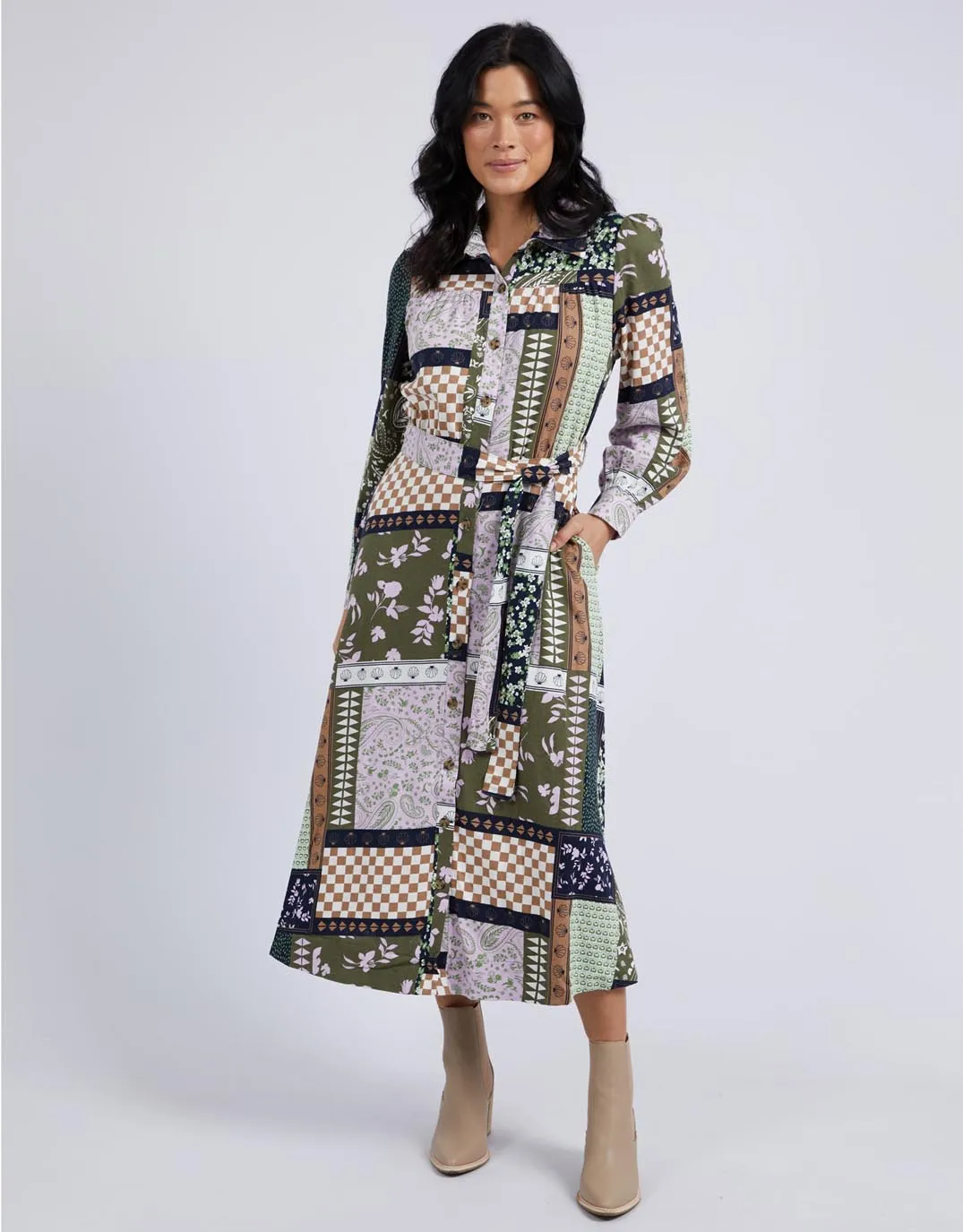 Vetiver Patchwork Dress - Patchwork Print