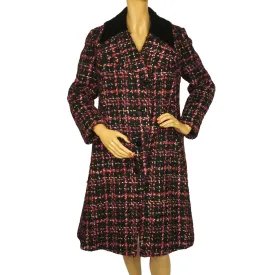 Vintage 1960s 70s Tweed Wool Coat Red Black &amp; White Ladies Size M