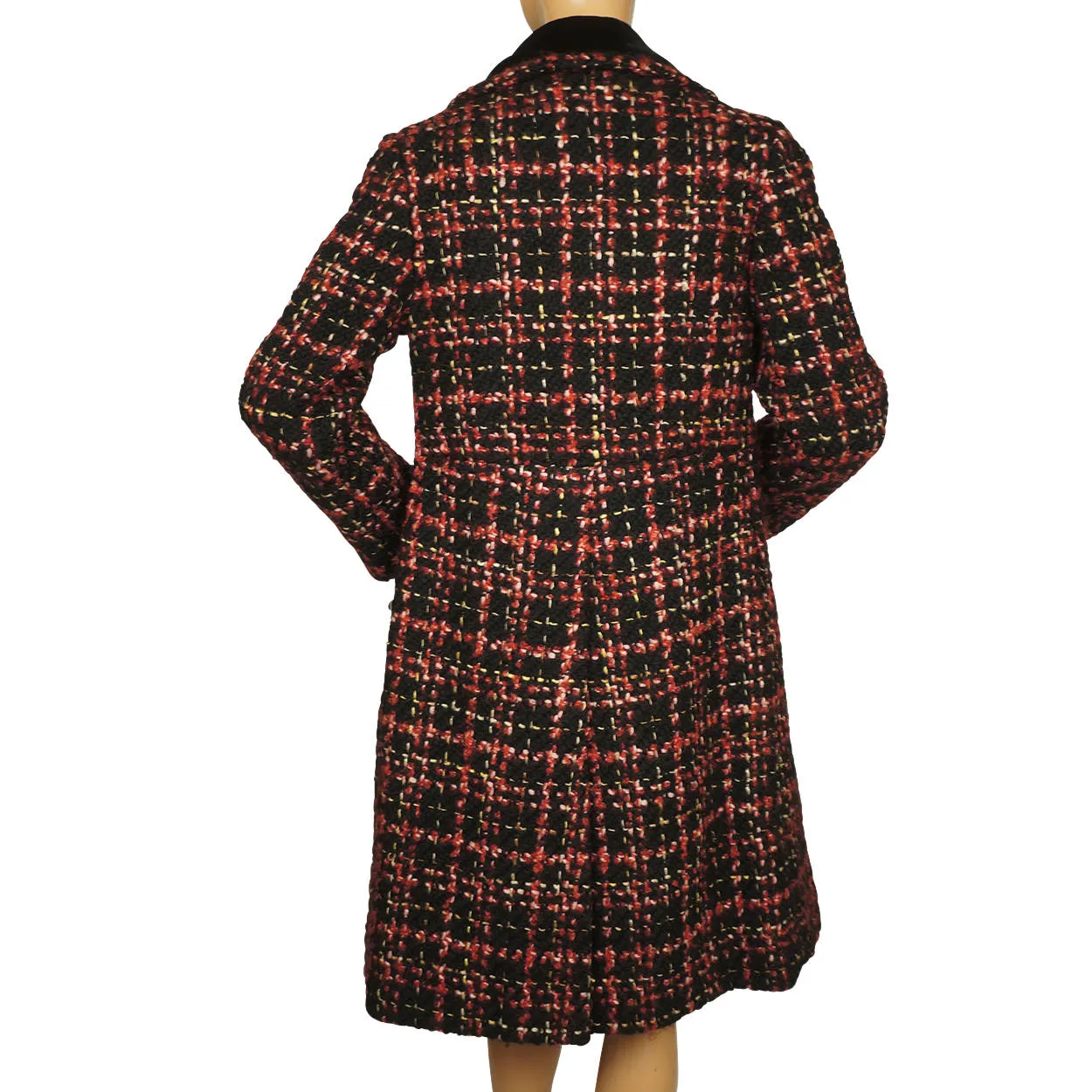 Vintage 1960s 70s Tweed Wool Coat Red Black &amp; White Ladies Size M