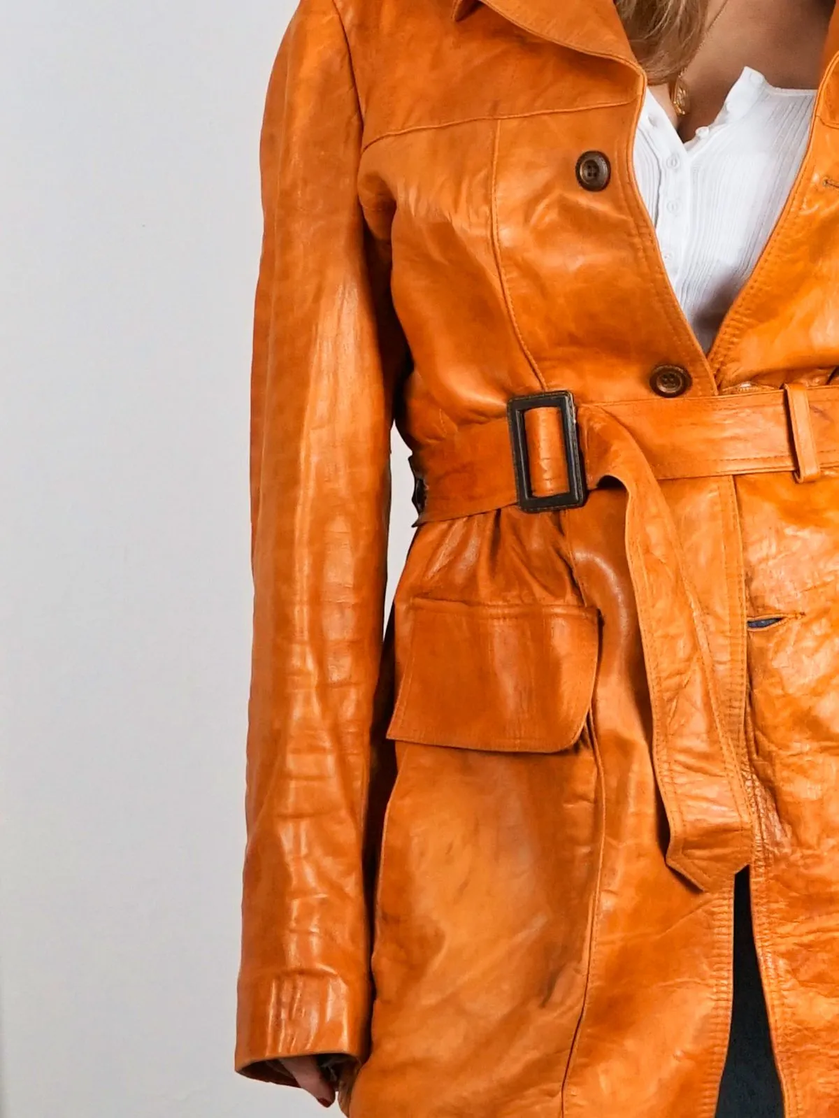 Vintage 70's Caramel Leather Coat