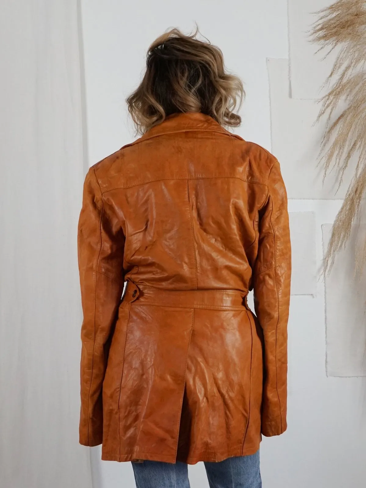 Vintage 70's Caramel Leather Coat