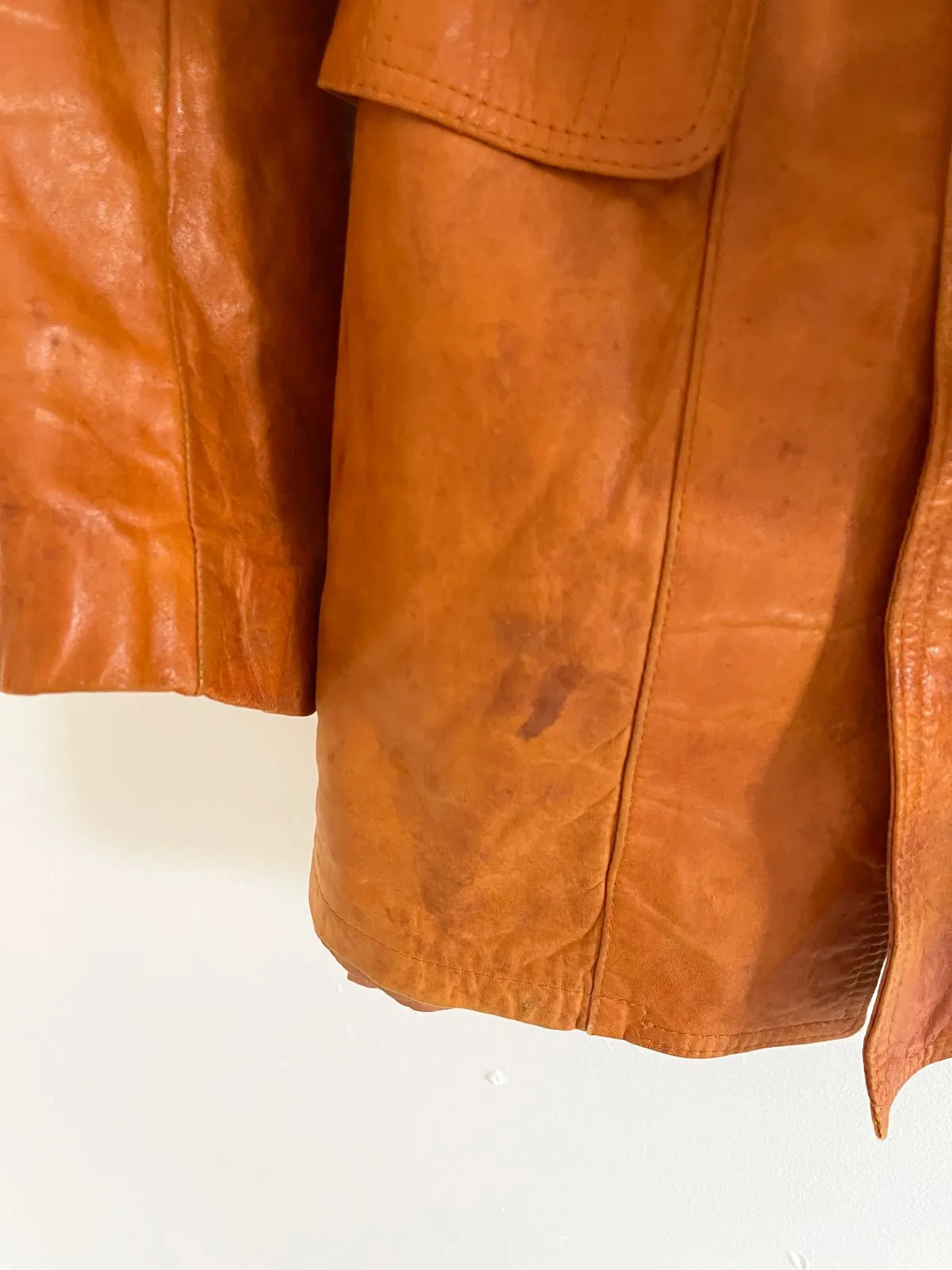 Vintage 70's Caramel Leather Coat