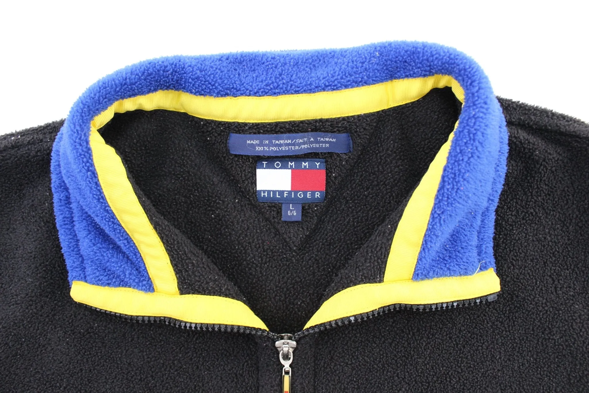 Vintage Tommy Hilfiger Embroidered Logo Black Pullover Fleece