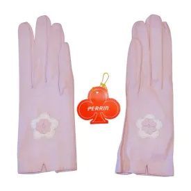 Vintage Unused Perrin Pink Kid Leather Gloves Made in France Ladies Size 7