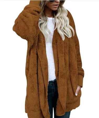 Warm Hooded Fleece Cardigan