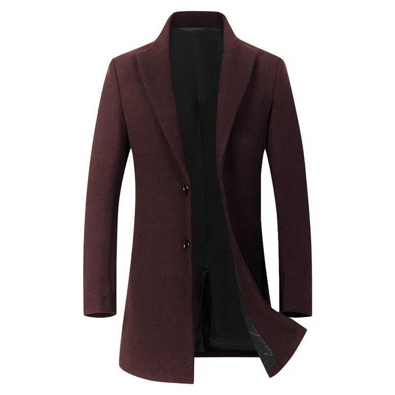 West Louis™ Winter Executive Business-Men Woolen Long Trench Coat