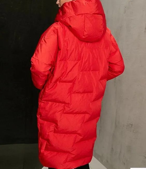 Winter Puffer Coat Duck Down Jacket, Hooded Down Jacket Women Any Size