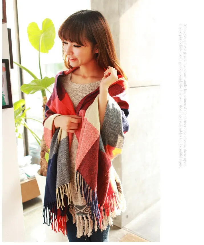 Winter Scarf Fashion Wool Spain Desigual Scarf Women Plaid Thick Scarves Shawl for Women