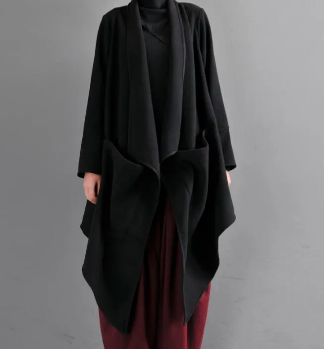 Women Cloak Coat Handmade Long loose Women Wool Coat Jacket