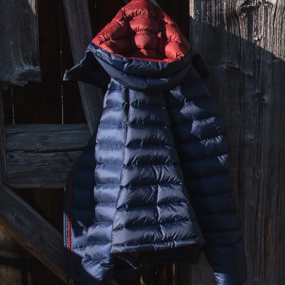 Womens Arktis Down Hooded Jacket (Navy/Rust)