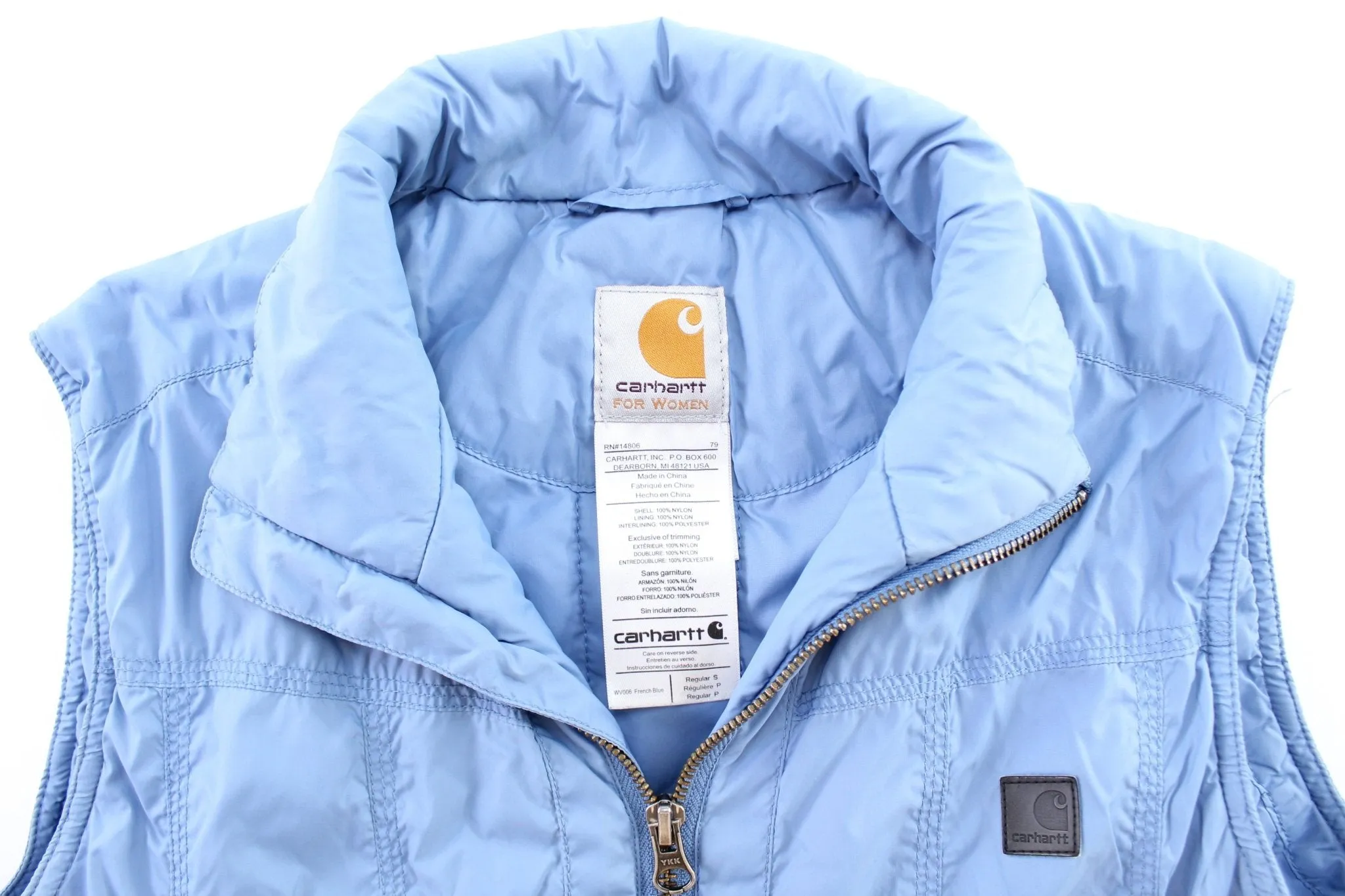 Women's Carhartt Logo Patch Blue Zip up Vest