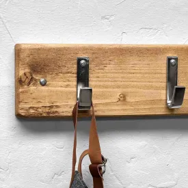 Wooden Coat Rack | Single Silver Hooks