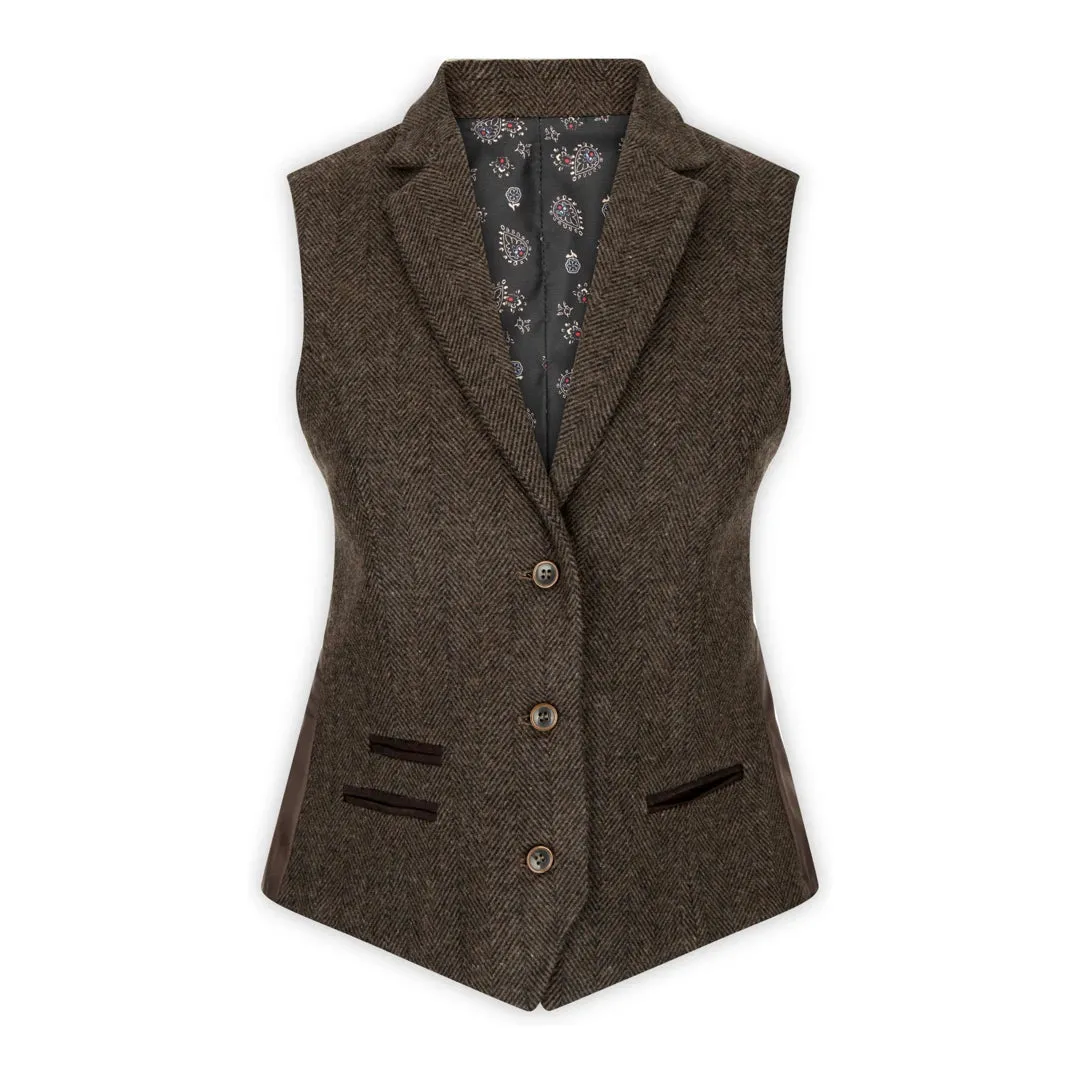 wsn04 - Women's Brown Tweed Blazer Waistcoat & Trouser Classic Suit