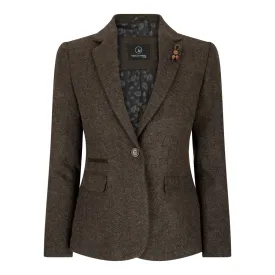 wsn04 - Women's Brown Tweed Blazer Waistcoat & Trouser Classic Suit