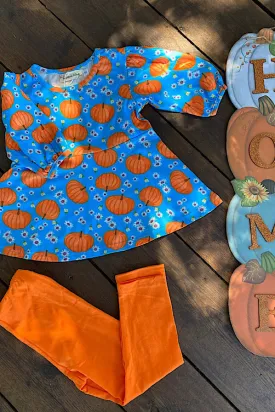 XCH0010-18H Pumpkin prints top orange legging girls clothes sets wholesale